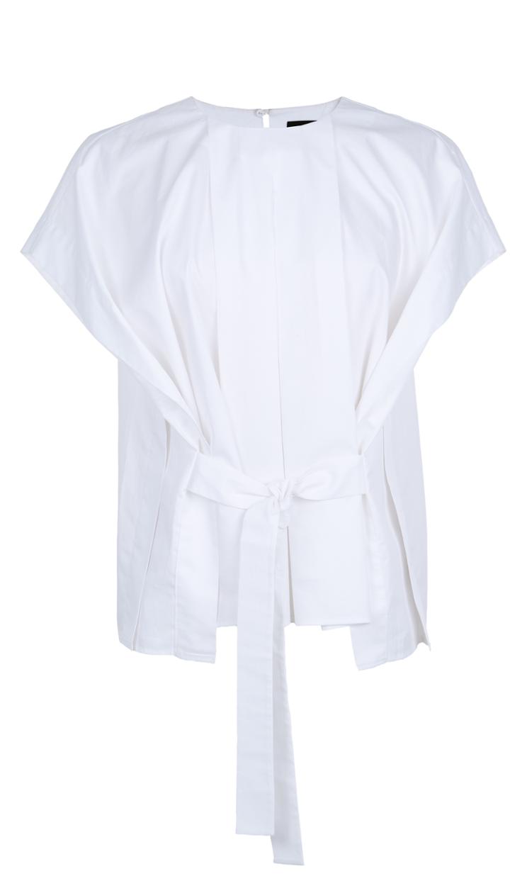 Satin Poplin Pleated Tie Top