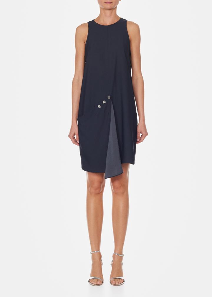 Sleeveless Asymmetrical Flap Shift Dress