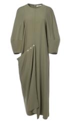 Washed Viscose Twill Asymmetrical Flap Dress