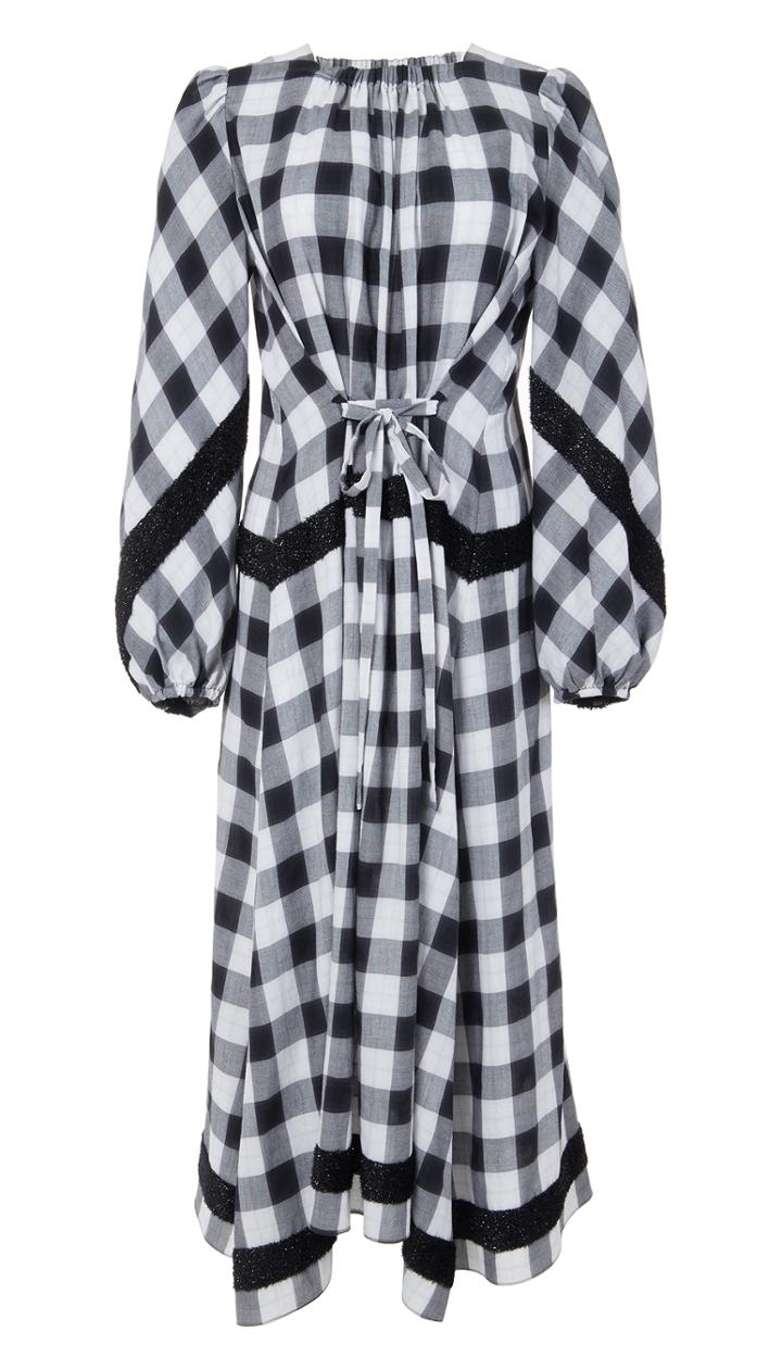 Plaid Tie Front Dress With Lurex Detail