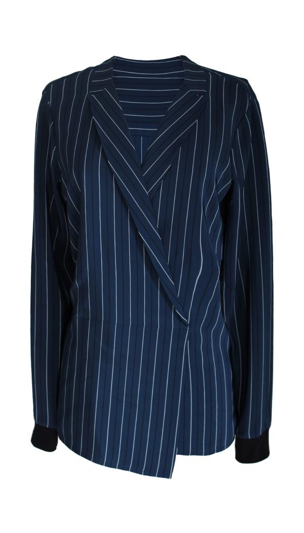 Striped Silk Wrap Blouse