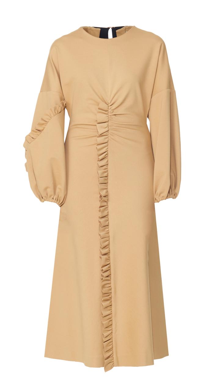 Bond Stretch Knit Ruffle Long Dress