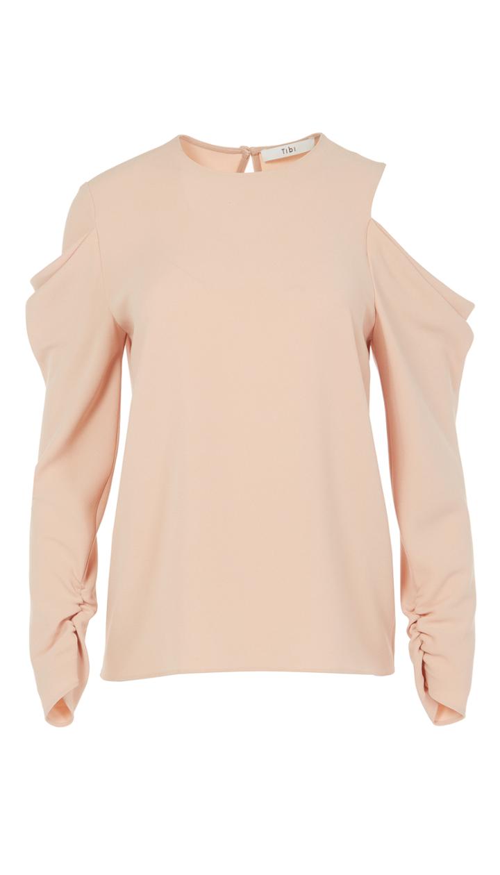 Triacetate Open Shoulder Drape Sleeve Top