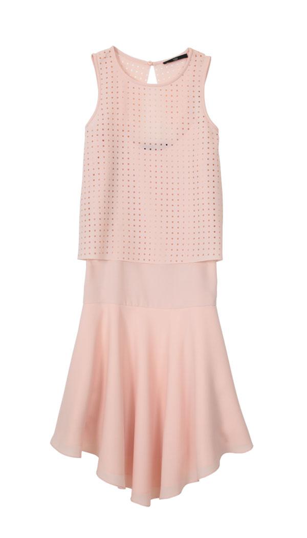 Windowpane Cut Out Layered Dress