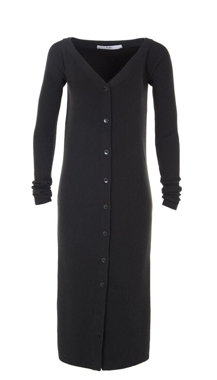 Merino Rib Decollete Sweater Dress