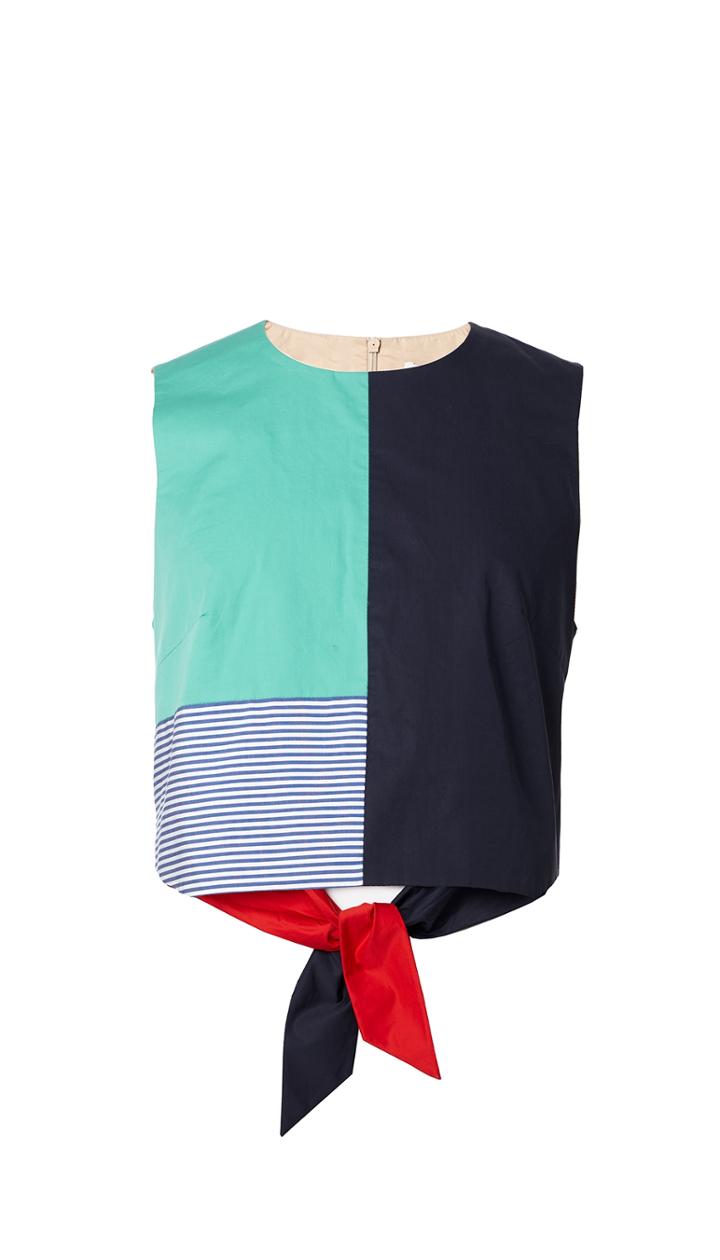 Color Block Tie Back Top