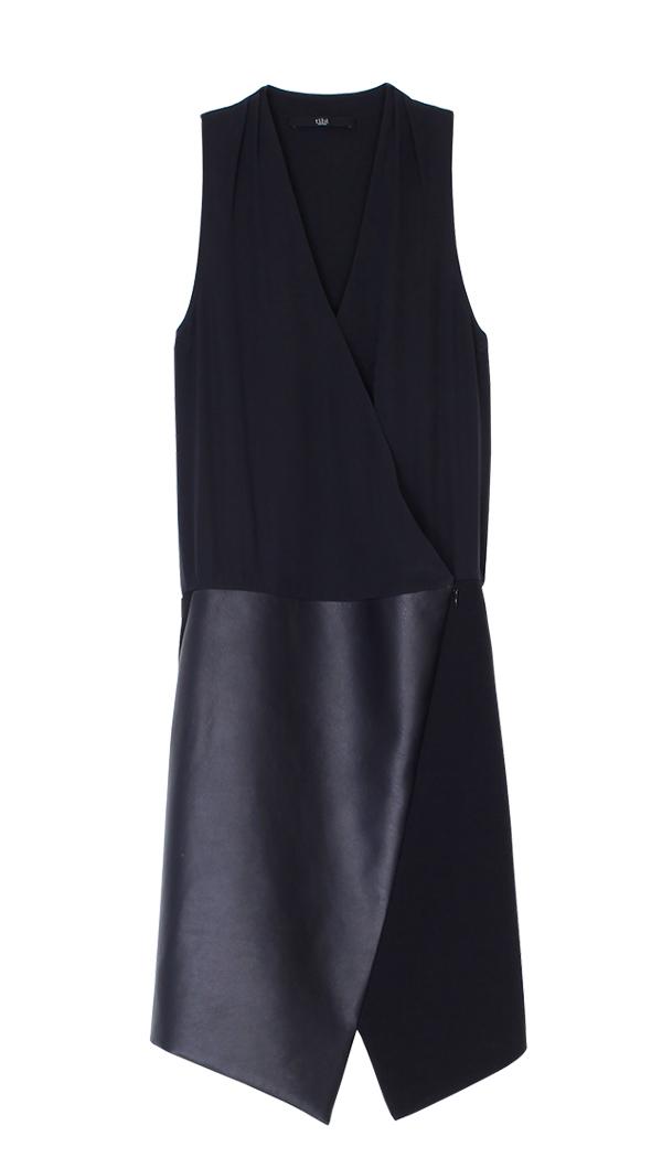 Leather Asymmetrical Wrap Dress