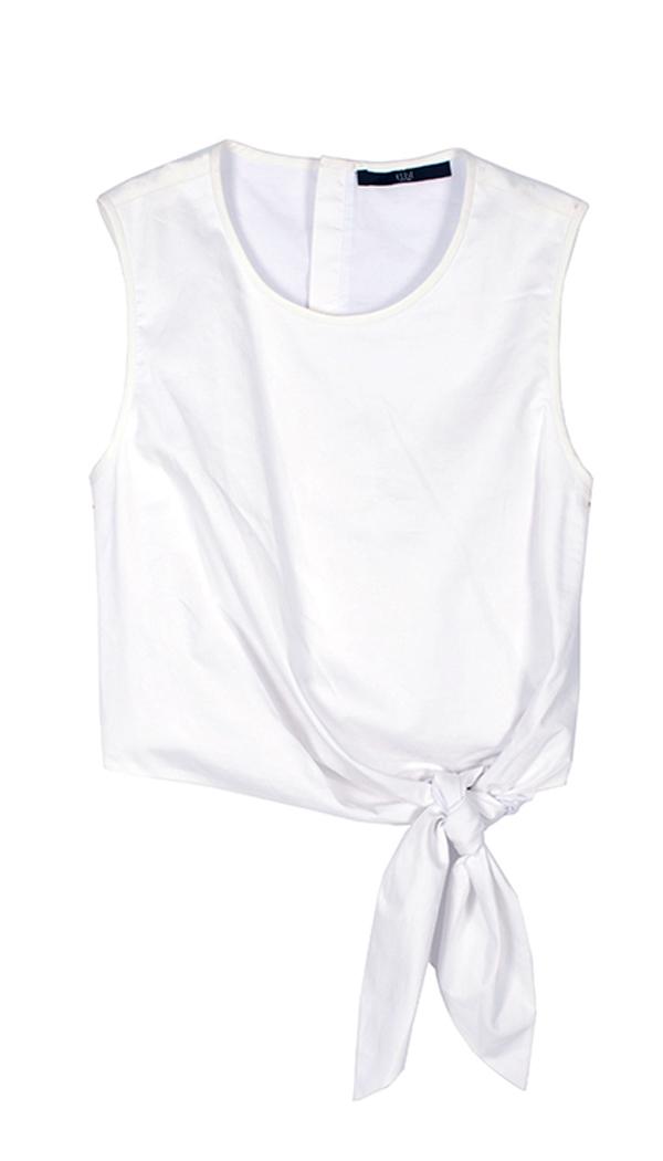 Satin Poplin Cropped Tie Top