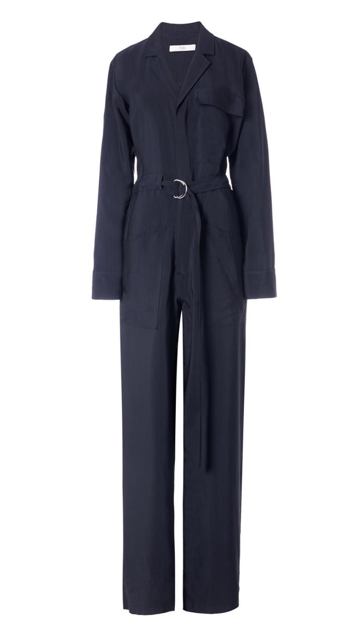 Viscose Plainweave Workwear Jumpsuit