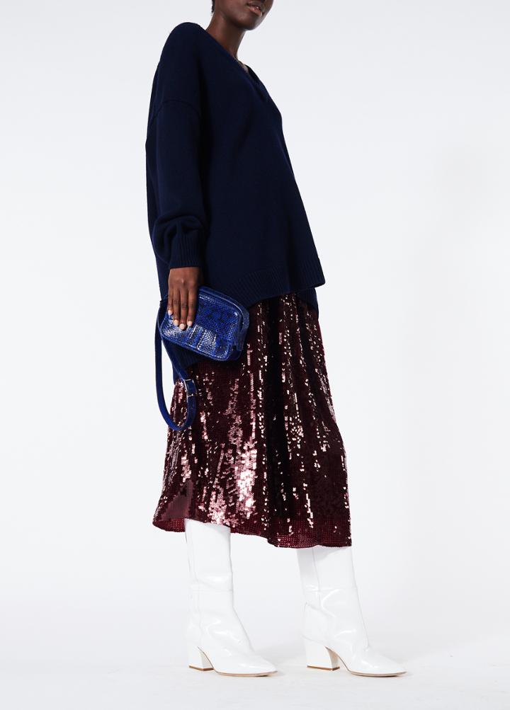 Sequined Double Waist Full Skirt