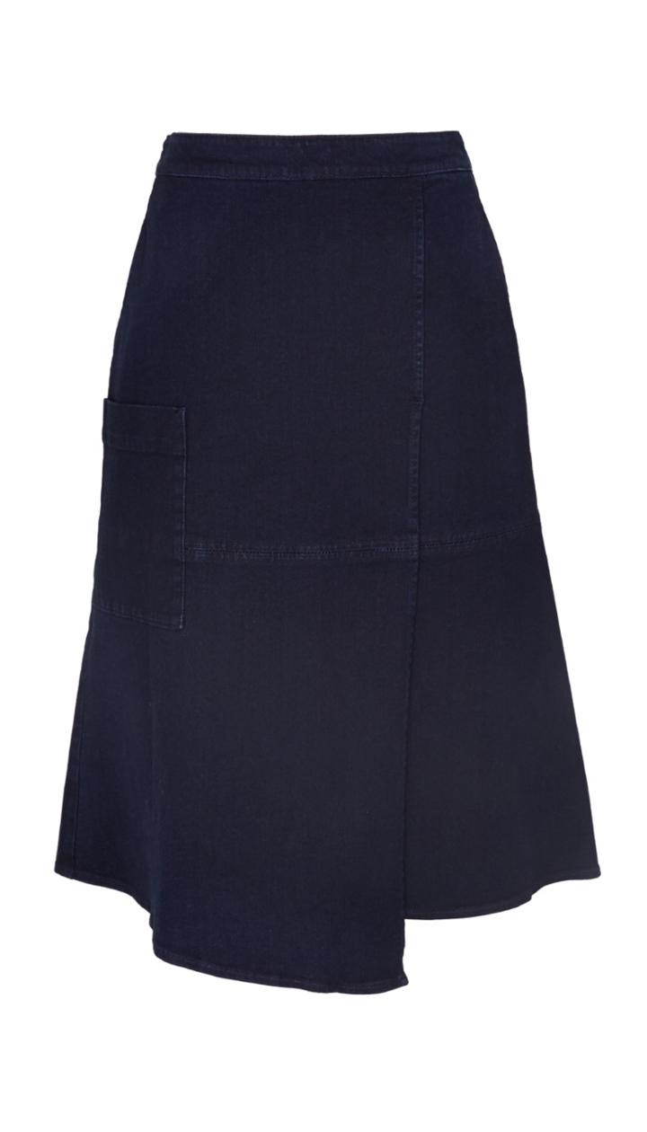 Denim Wrap Midi Skirt