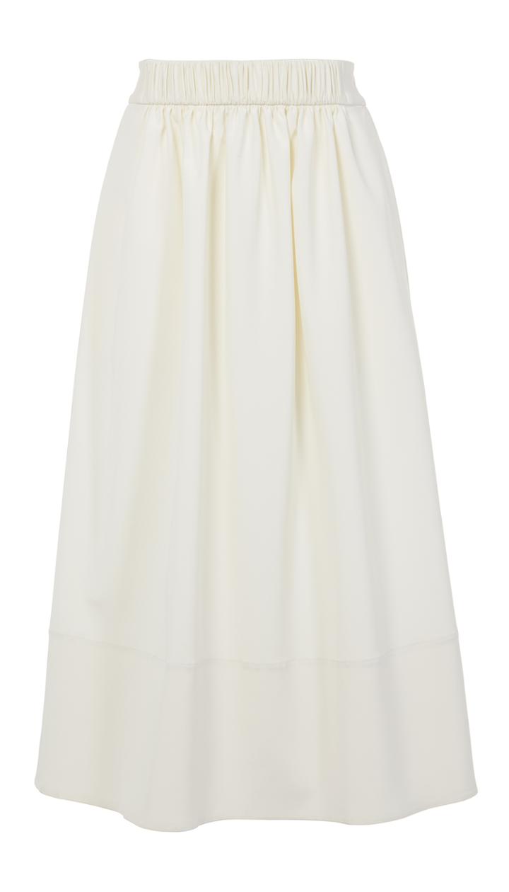 Stretch Faille Smocked Waistband Skirt