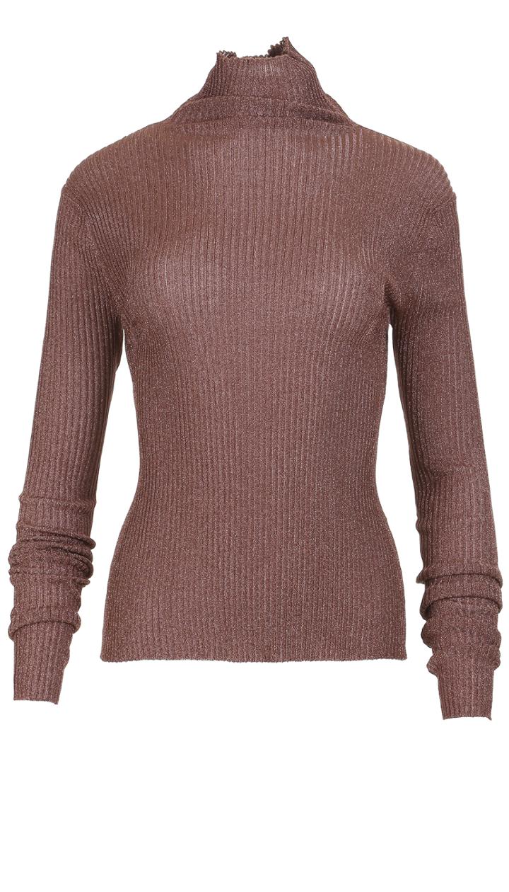 Metallic Ribbed Turtleneck