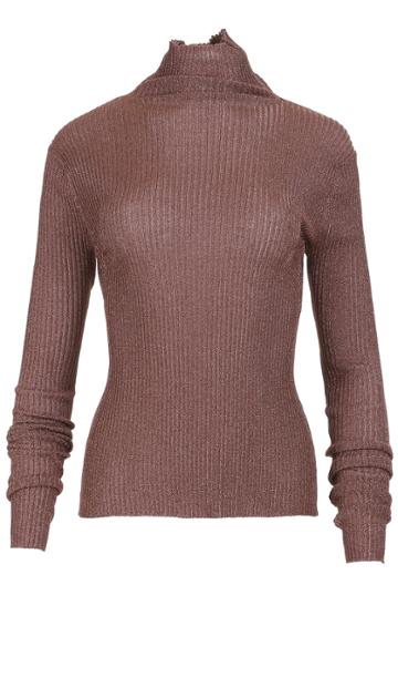 Metallic Ribbed Turtleneck