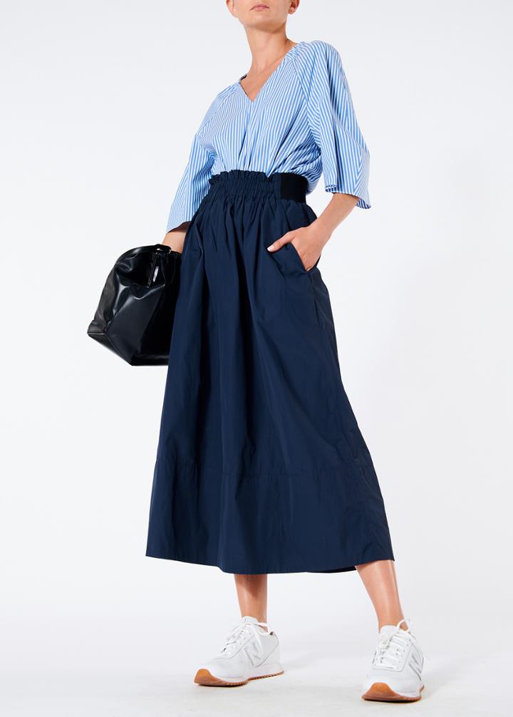 Heavy Nylon Shirred Waistband Full Skirt