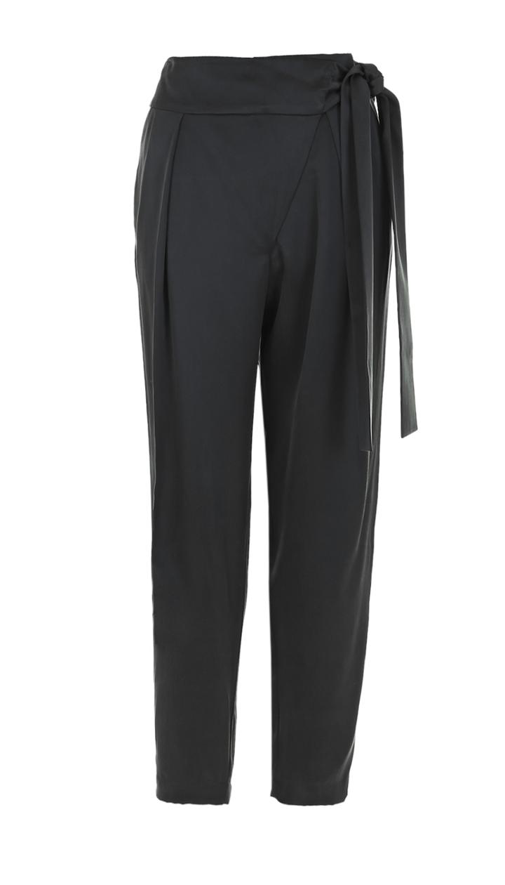 Sandwashed Silk Pants With Tie Detail