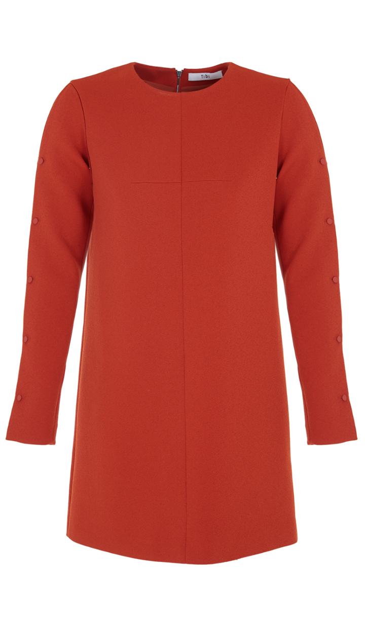 Structured Crepe Button Detail Dress
