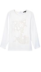 Crochet Embroidered 3/4 Sleeve Top