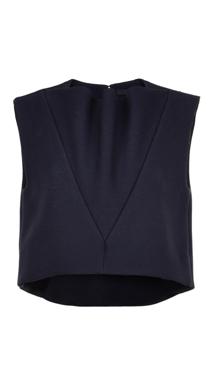 Double Crepe Sable Ruffle Top