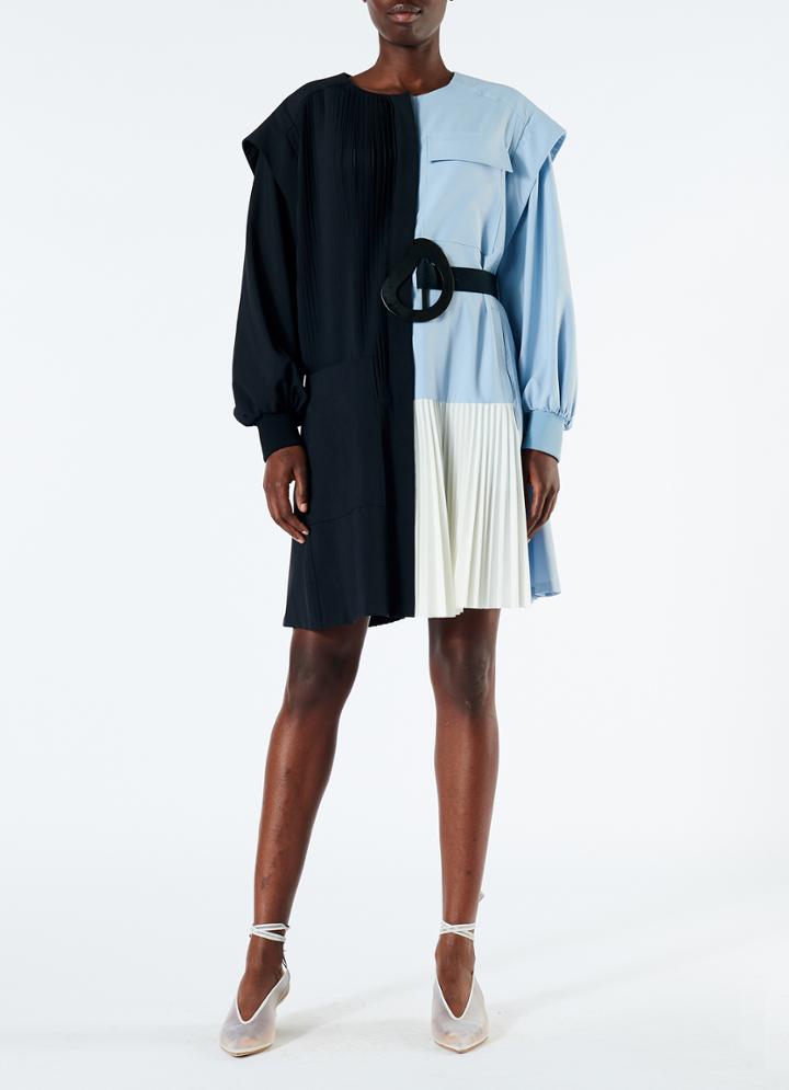 Edith Pleating Short Dress