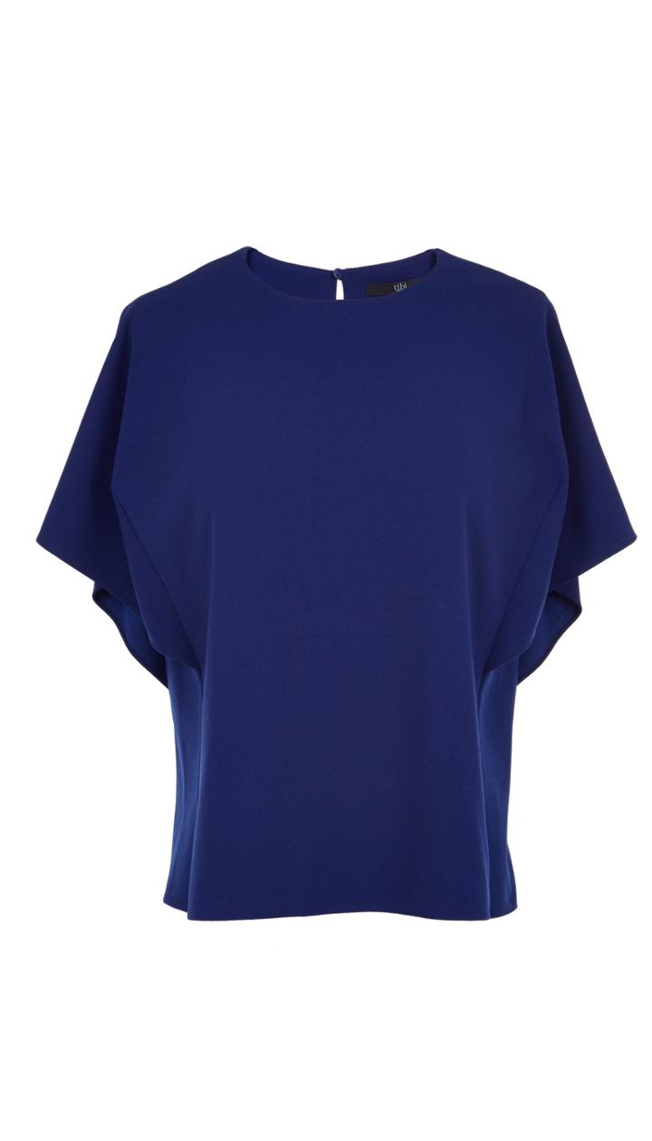 Structured Crepe Cape Sleeve Top