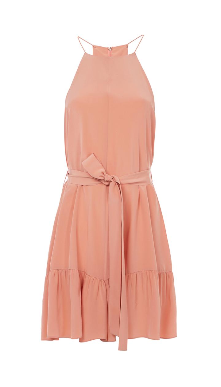 Silk Halter Ruffle Short Jumpsuit