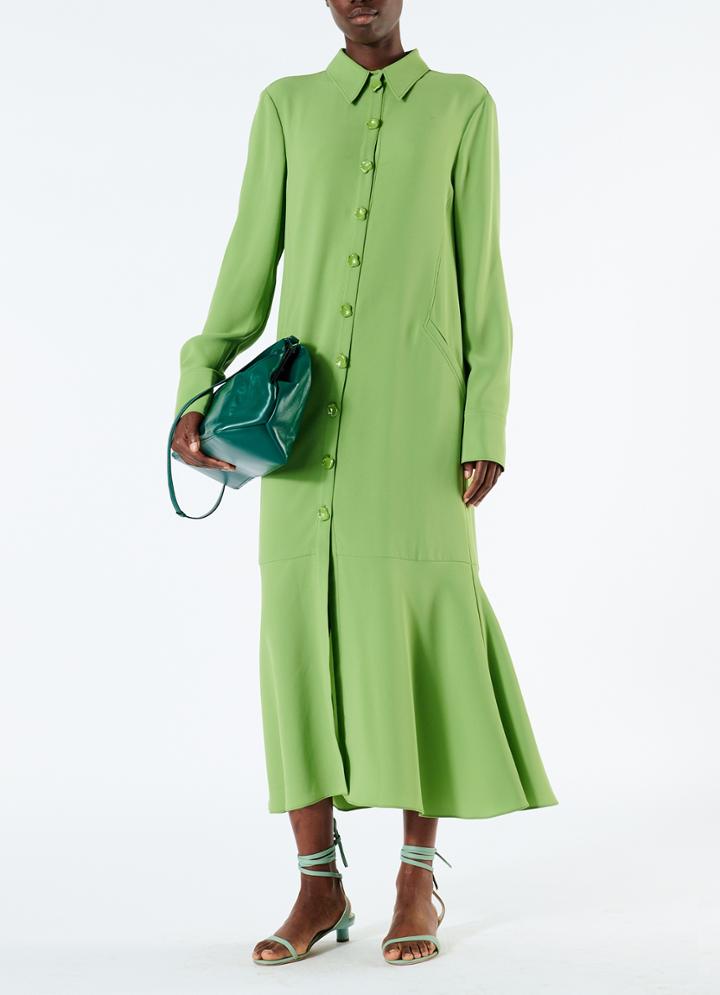 Spring Triacetate Maxi Shirtdress