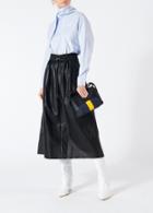 Leather Smocked Waist Full Skirt
