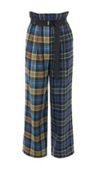 Tartan Stella Wide Leg Paperbag Pants With Removable Belt