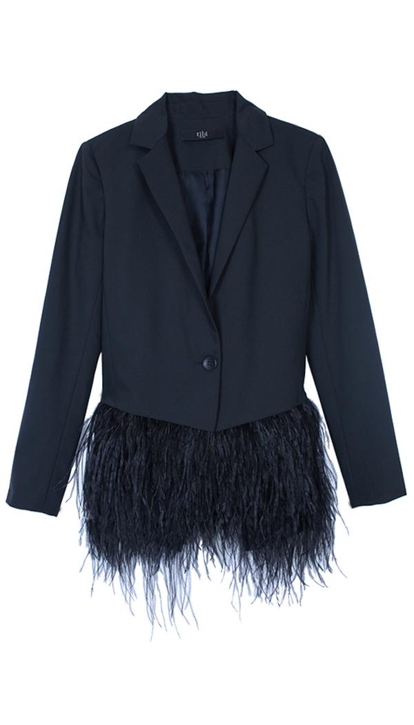 Cera Tuxedo Feather Trim Blazer