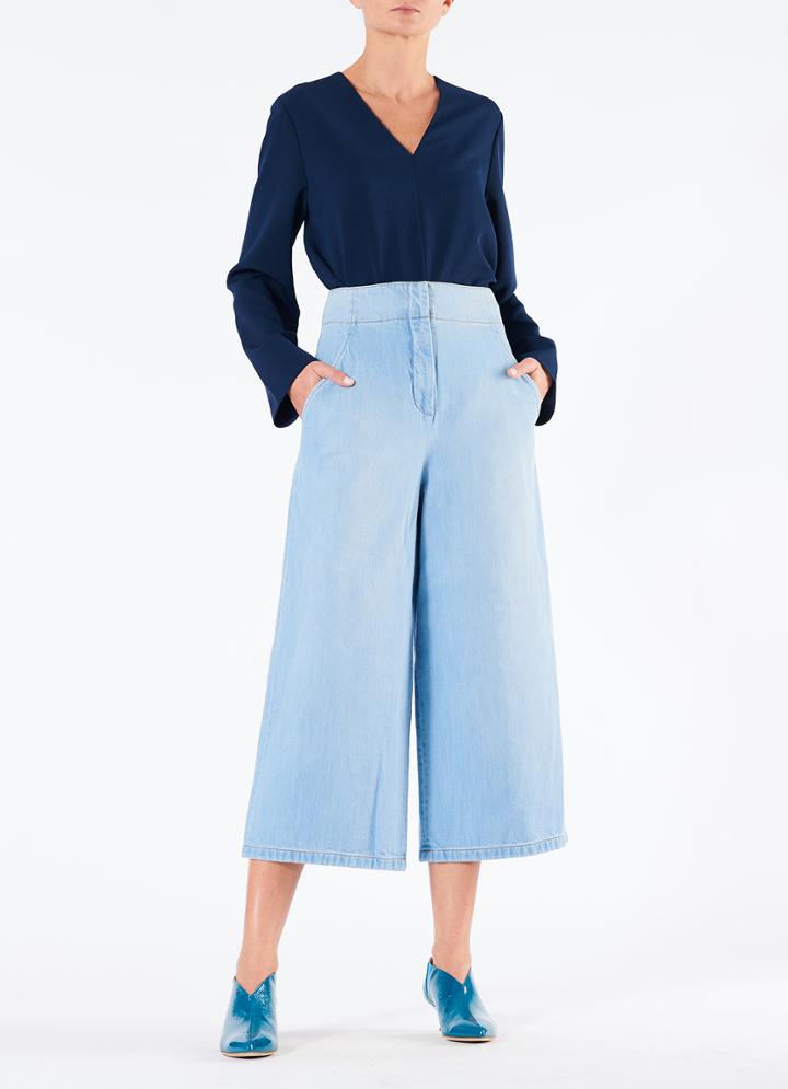 Vintage Stone Wash Cropped Wide Leg Jean