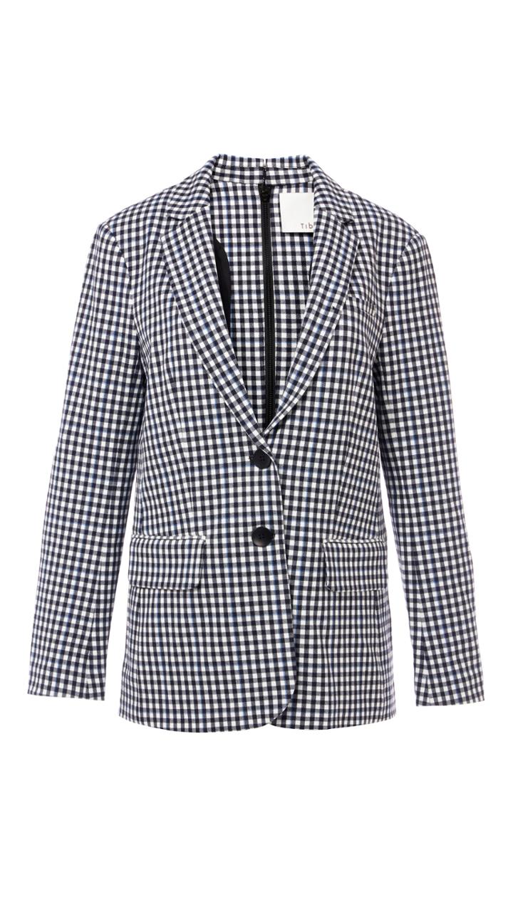 Gingham Men's Blazer With Back Zip Detail