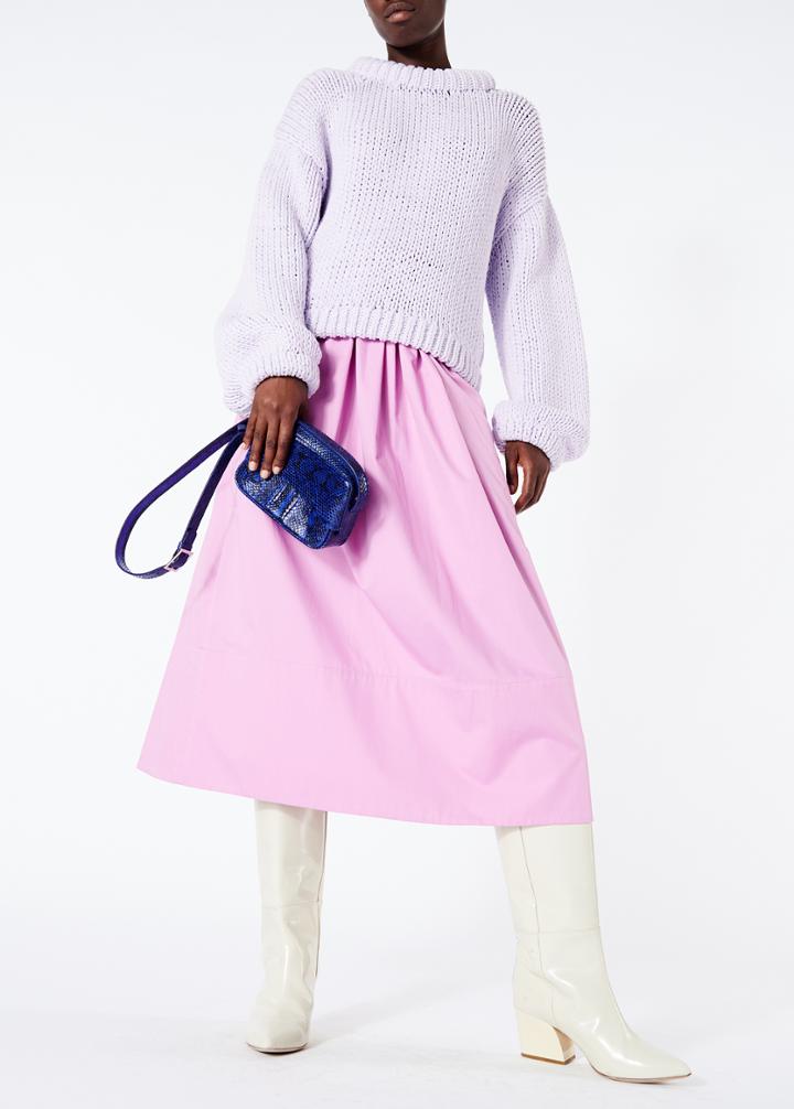 Satin Poplin Smocked Waistband Skirt