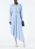 Viscose Twill Asymmetrical Shirtdress With Removable Belt