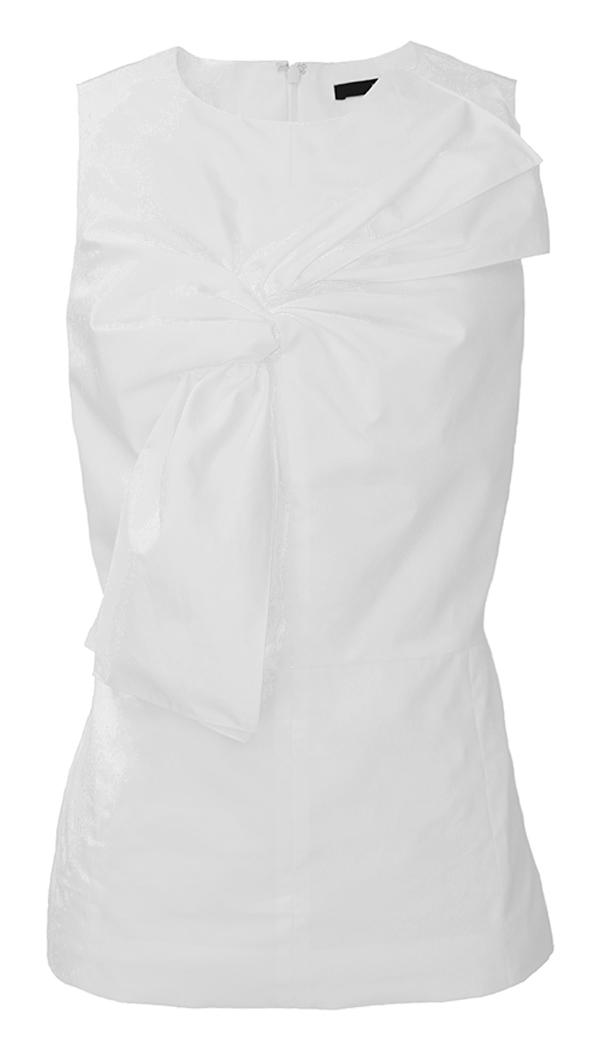 Satin Poplin Bow Tie Peplum Top