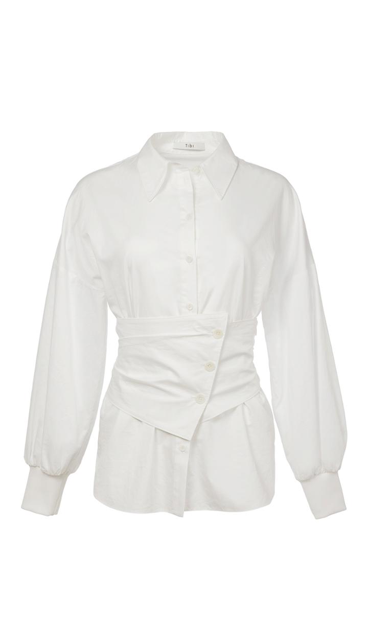 Satin Poplin Shirt With Removable Corset