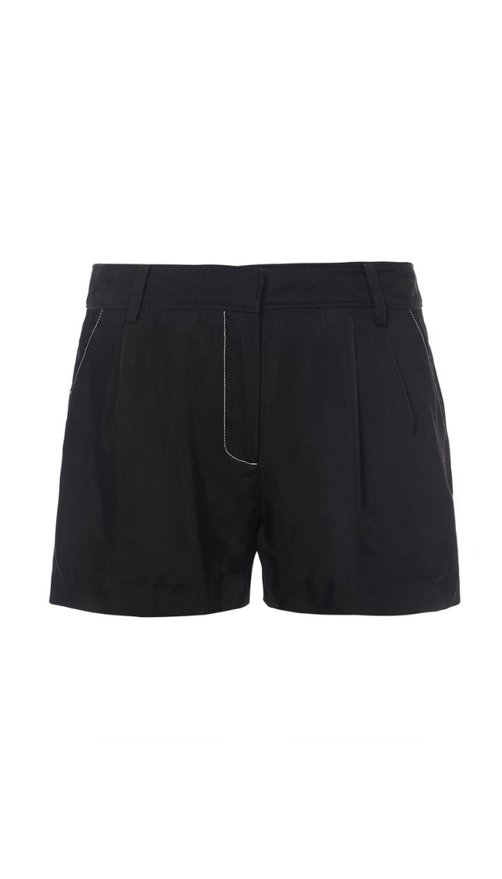 Cupro Twill Pleated Shorts