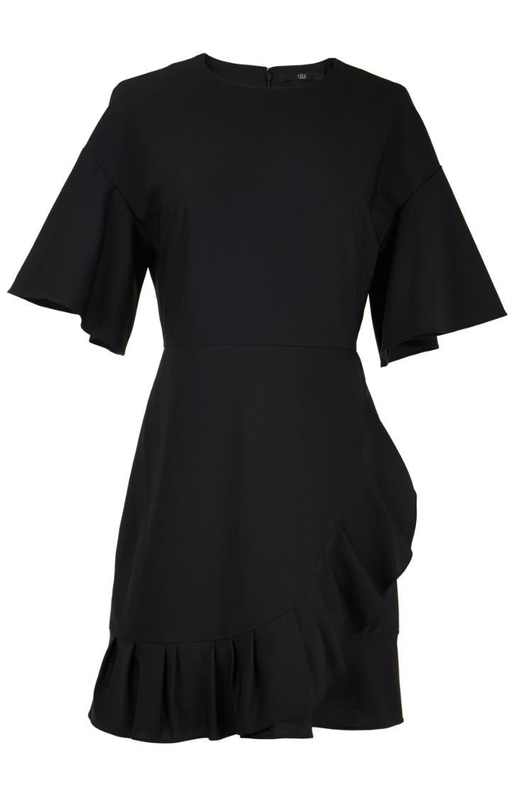Tropical Wool Pleated Dress