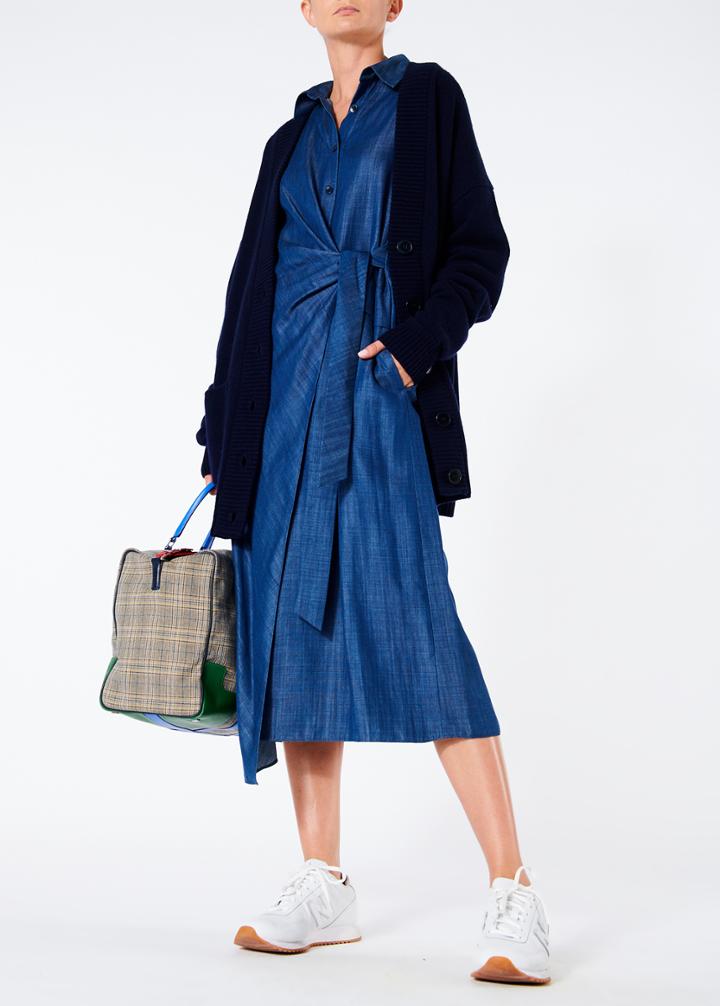 Dark Indigo Drape Shirt Dress