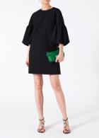 Structured Crepe Balloon Sleeve Dress