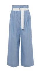 Serge Suiting Cropped Pleated Paperbag Pants