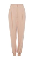 Triacetate High Waisted Pants With Rib Hem