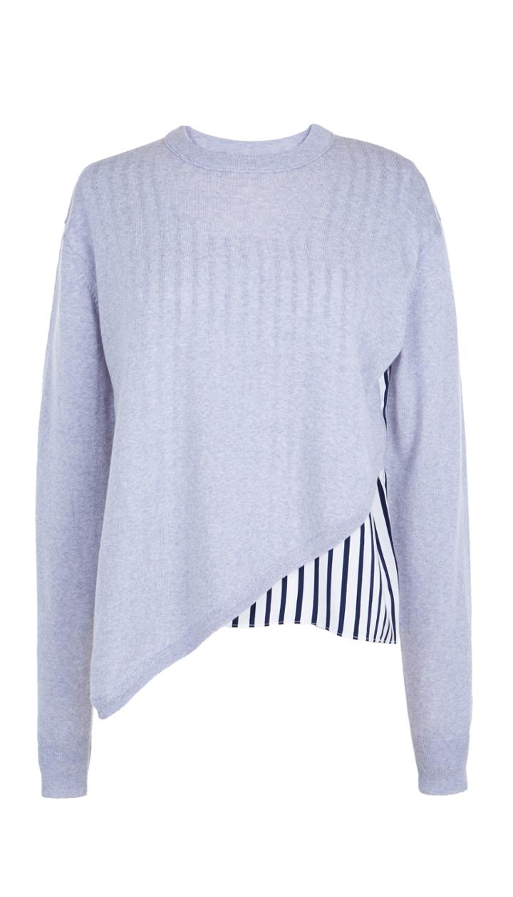 Silk Asymmetrical Woven Mixed Pullover