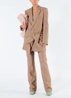 Linen Viscose Long Blazer With Removable Tie
