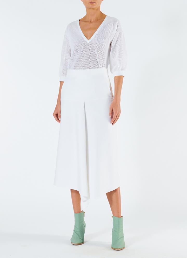 Compact Cotton Suiting Drape Skirt