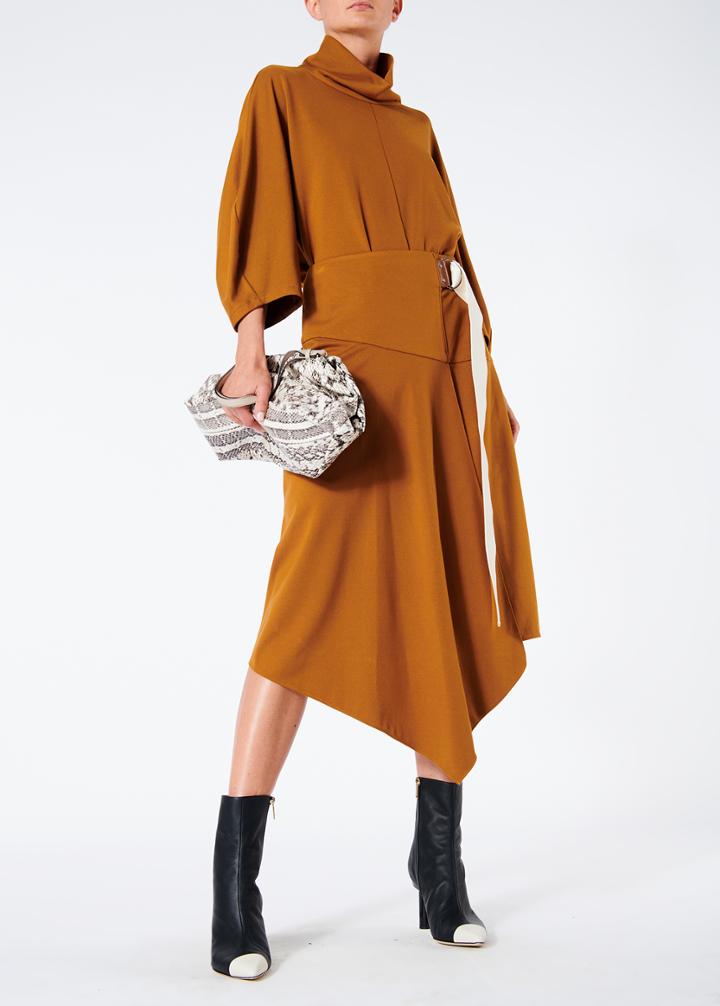 Lightweight Ponte Asymmetric Drape Skirt