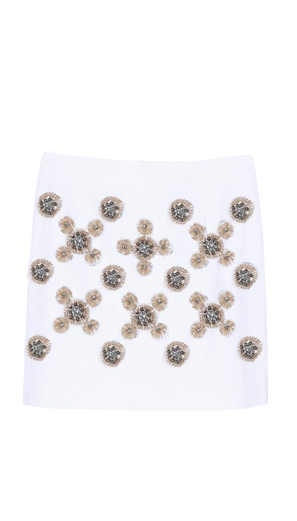 Cluster Beading Mini Skirt