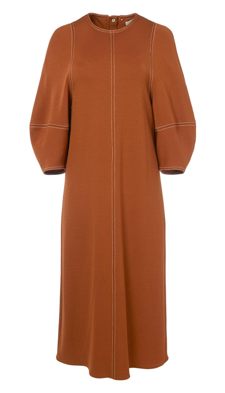 Viscose Crepe Knit Balloon Sleeve Dress