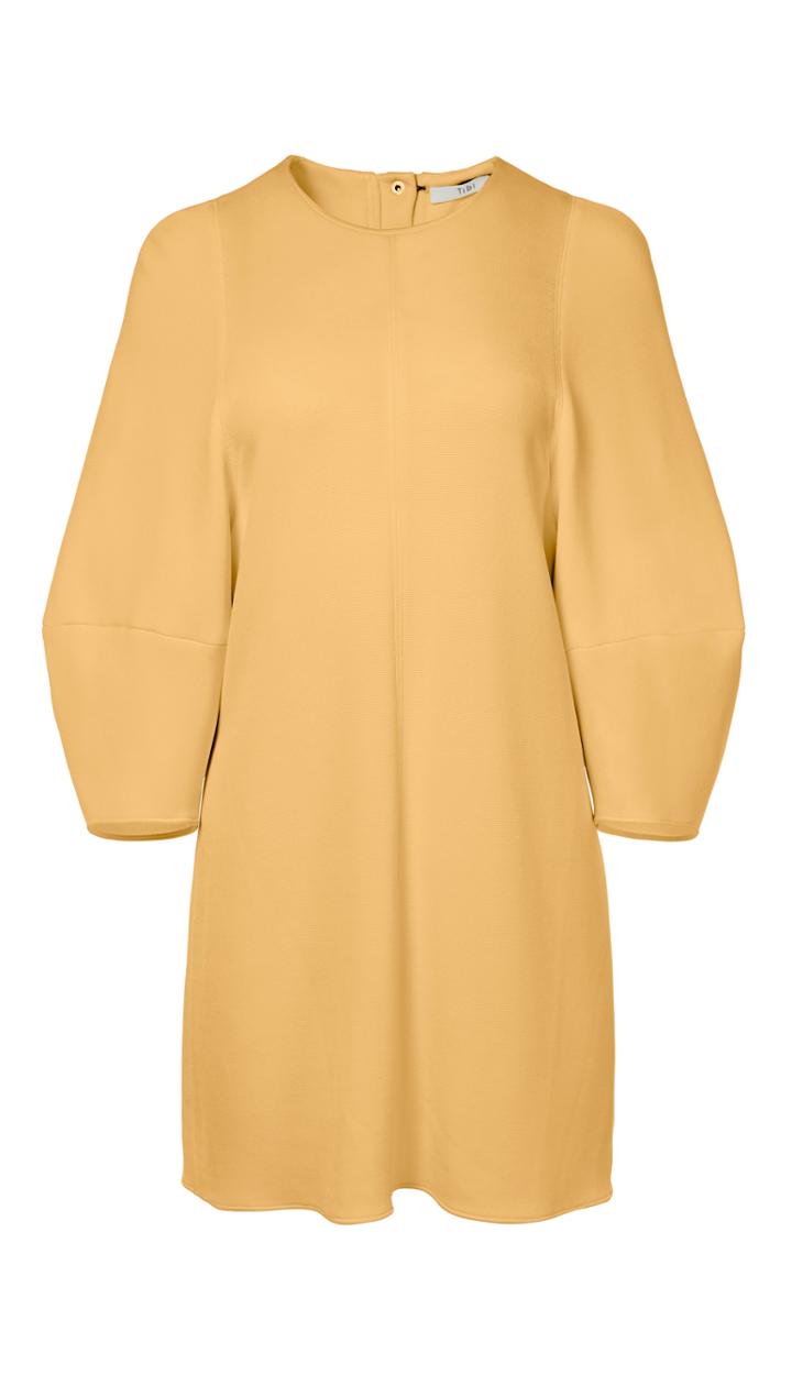 Viscose Crepe Knit Balloon Sleeve Short Dress