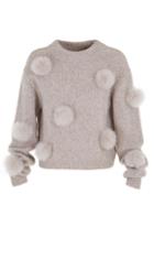 Alpaca Pompom Cropped Sweater